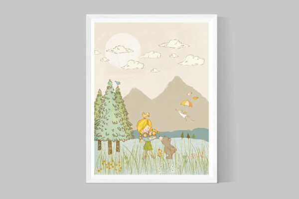 Little Girl, Ducklings & Bear - Image 3